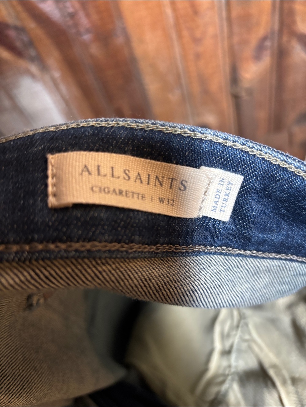Men's All Saints cigarette Fit Blue Jeans - Classic Washed Denim - Picture 7 of 11